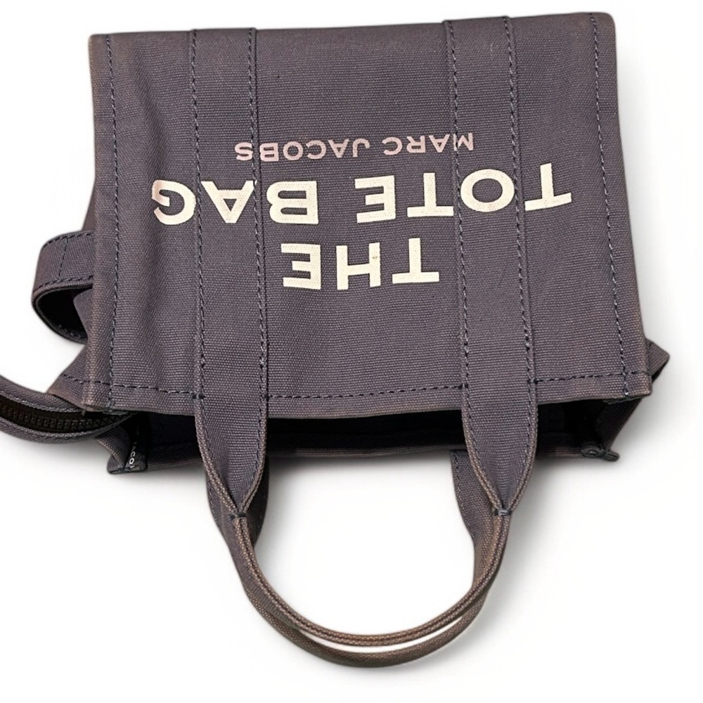 Marc Jacobs The Tote Bag Canvas Mini Tote in Slate blue with Cream Logo - Picture 13 of 16